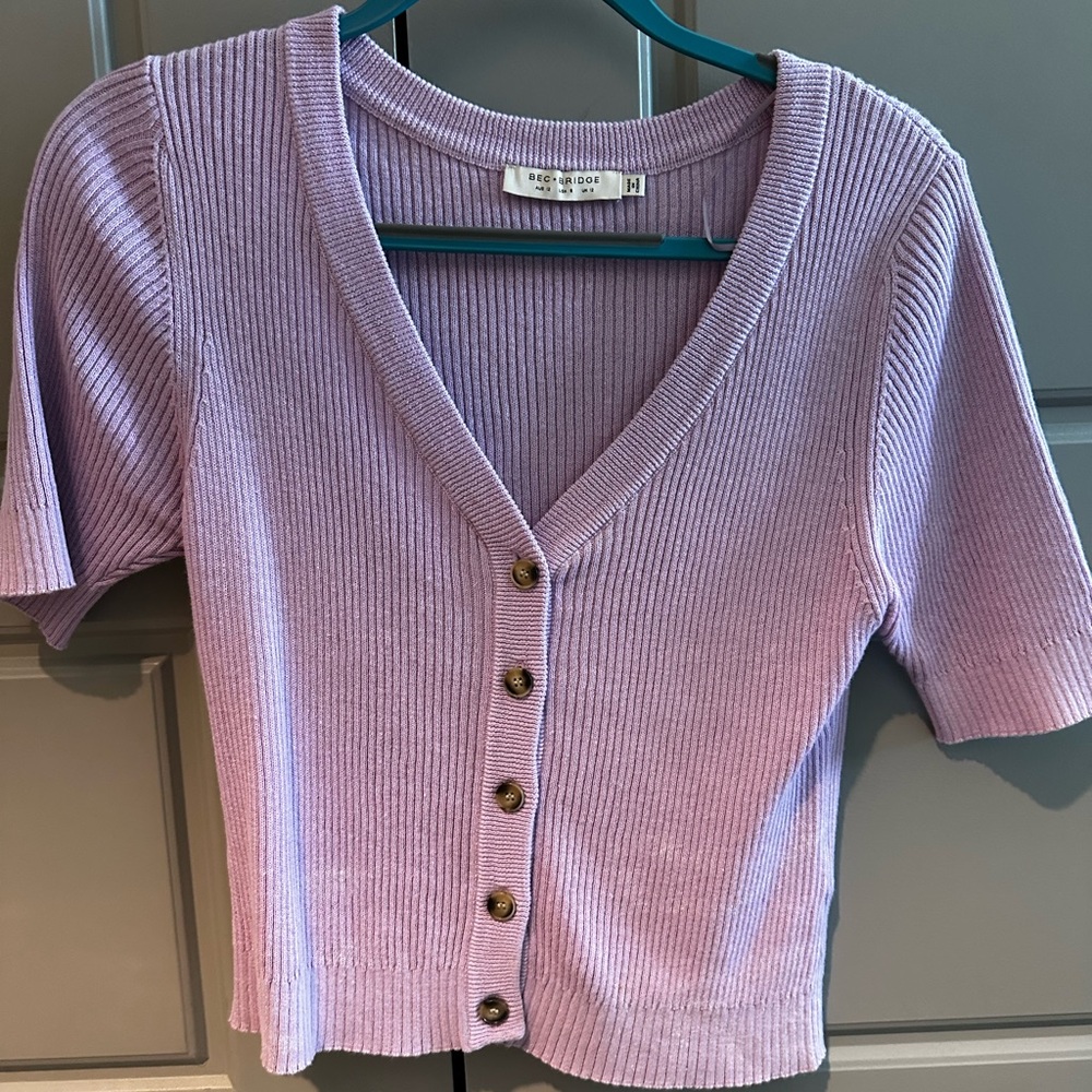 Bec + Bridge Purple Ribbed Button-Up Cardigan